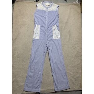 Staci Woo Souvenir Edition Jumpsuit Womens Small Sleeveless‎ Striped Floral Lace